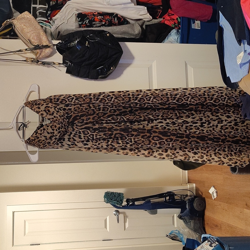 Sleeveless leopard print dress